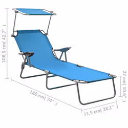 VidaXL 310336 chaise d'extérieur Linge Siège rembourré Tissu, Acier Bleu - Vue supplémentaire 8