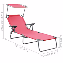 VidaXL 310337 chaise d'extérieur Linge Siège rembourré Tissu, Acier Rose - Vue supplémentaire 8