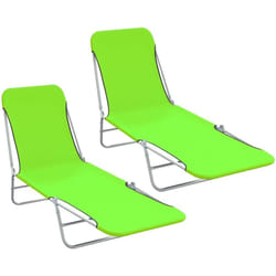 Vidaxl - Chaises longues pliables 2 pcs Acier et tissu Vert