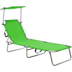 Vidaxl - Chaise longue pliable avec auvent vert aluminium