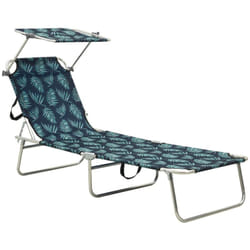 Vidaxl - Chaise longue pliable avec auvent motif de feuilles aluminium