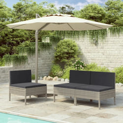 Vidaxl - Chaises de jardin 3 pcs avec coussins Résine tressée Gris