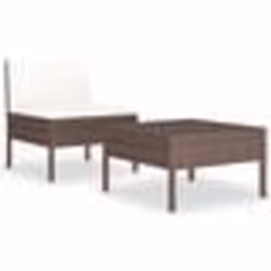 vidaXL Salon de jardin 2 pcs avec coussins Résine tressée Marron - TU