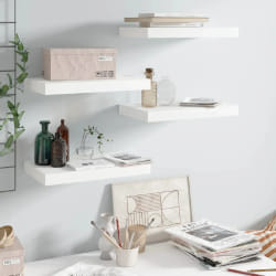 vidaXL Étagère Murale Flottante 4 Pièces Blanc Brillant