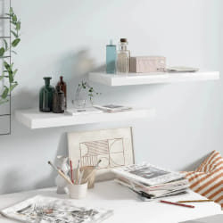 vidaXL Étagère murale flottante 2 pcs Blanc brillant 60x23,5x3,8cm MDF - TU