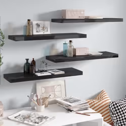 vidaXL Étagère murale flottante 4 pcs Noir brillant 80x23,5x3,8 cm MDF - TU