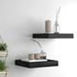 vidaXL Étagères murales flottantes 2 pcs noir 23x23,5x3,8 cm MDF