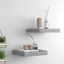 vidaXL Étagères flottantes 2 pcs - Gris 23x23,5x3,8 cm