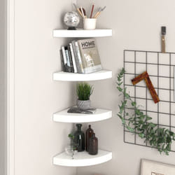 Tagères d'angle flottantes 4pcs blanc brillant 25x25x3,8cm mdf Vidaxl