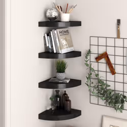 Cet ensemble de 4 étagères d'angle élégantes est idéal pour afficher vos livres préférés, décorations, photos, prix, etc. Cet ...