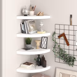 Cet ensemble de 4 étagères d'angle élégantes est idéal pour afficher vos livres préférés, décorations, photos, prix, etc. Cet ...