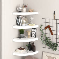 Vidaxl - tagères d'angle flottantes 4pcs blanc brillant 35x35x3,8cm mdf