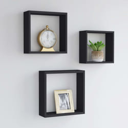Vidaxl - tagères murales sous forme de cube 3 pcs Noir mdf