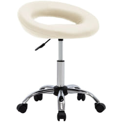 Vidaxl - Chaise de travail roulante Crème Similicuir