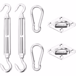 Avec ce kit de montage de voile d'ombrage, composé de 2 crochets à mousqueton, 2 supports muraux et 2 ridoirs réglables, vous ...
