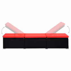 VidaXL 310226 chaise d'extérieur Linge Siège rembourré Polyester, Polyuréthane, Acier Noir, Rouge - Vue supplémentaire 6