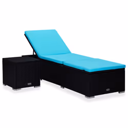 VidaXL 310227, Linge, Siège rembourré, Polyester, Polyuréthane, Acier, Noir, Bleu, 600 mm, 1950 mm
