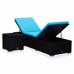 VidaXL 310227 chaise d'extérieur Linge Siège rembourré Polyester, Polyuréthane, Acier Noir, Bleu