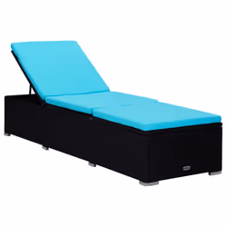 VidaXL 310227 chaise d'extérieur Linge Siège rembourré Polyester, Polyuréthane, Acier Noir, Bleu