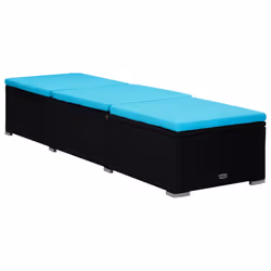 VidaXL 310227 chaise d'extérieur Linge Siège rembourré Polyester, Polyuréthane, Acier Noir, Bleu - Vue supplémentaire 4