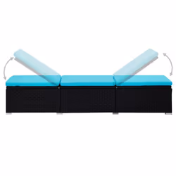 VidaXL 310227 chaise d'extérieur Linge Siège rembourré Polyester, Polyuréthane, Acier Noir, Bleu - Vue supplémentaire 6