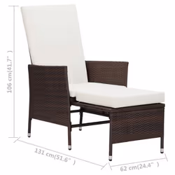 VidaXL 310229 chaise d'extérieur Terrace Siège rembourré Polyester, Polyuréthane, Acier Crème, Blanc - Vue supplémentaire 8