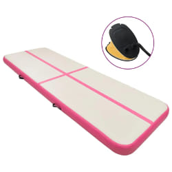 vidaXL Tapis gonflable de gymnastique avec pompe 400x100x15cm PVC Rose - TU
