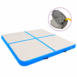 vidaXL Tapis gonflable de gymnastique avec pompe 200x200x10cm PVC Bleu - TU