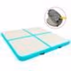 vidaXL Tapis gonflable de gymnastique avec pompe 200x200x10cm PVC Vert - TU