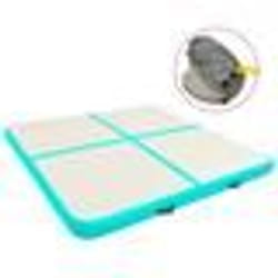 vidaXL Tapis gonflable de gymnastique avec pompe 200x200x10cm PVC Vert - TU
