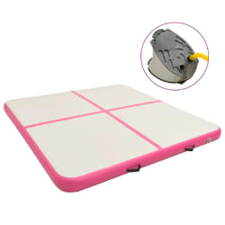 vidaXL Tapis gonflable de gymnastique avec pompe 200x200x15cm PVC Rose - TU