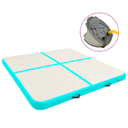 vidaXL Tapis gonflable de gymnastique avec pompe 200x200x15cm PVC Vert - TU