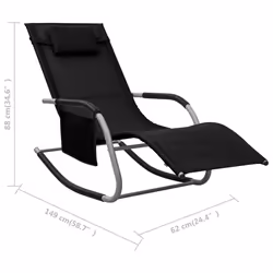 VidaXL 310505 chaise d'extérieur Linge Siège rembourré Acier, Textile Noir, Gris - Vue supplémentaire 7