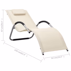 VidaXL 310514 chaise d'extérieur Linge Siège rembourré Aluminium, Acier, Textile Crème, Gris - Vue supplémentaire 7