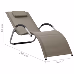 VidaXL 310519 chaise d'extérieur Linge Siège rembourré Aluminium, Acier, Textile Gris, Taupe - Vue supplémentaire 8