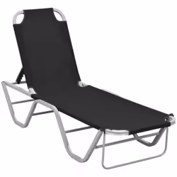 VidaXL 310525, Linge, Siège rembourré, Aluminium, Textile, Noir, Argent, 590 mm, 1900 mm