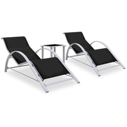Vidaxl - Chaises longues lot de 2 avec table aluminium noir