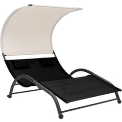 Vidaxl - Chaise longue double avec auvent textilène noir