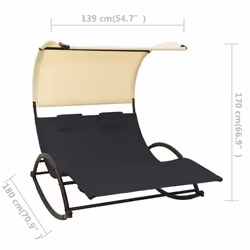 VidaXL 310547 chaise d'extérieur Linge Siège rembourré Acier, Textile Noir, Crème - Vue supplémentaire 7