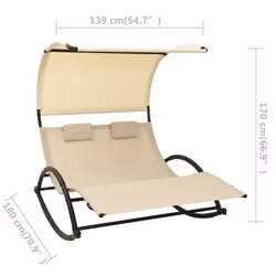 VidaXL 310548 chaise d'extérieur Linge Siège rembourré Acier, Textile Crème - Vue supplémentaire 7