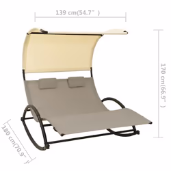 VidaXL 310549 chaise d'extérieur Linge Siège rembourré Acier, Textile Crème, Taupe - Vue supplémentaire 7