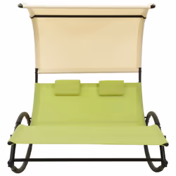 VidaXL 310550 chaise d'extérieur Linge Siège rembourré Acier, Textile Crème, Vert