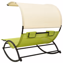 VidaXL 310550 chaise d'extérieur Linge Siège rembourré Acier, Textile Crème, Vert - Vue supplémentaire 4