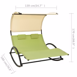 VidaXL 310550 chaise d'extérieur Linge Siège rembourré Acier, Textile Crème, Vert - Vue supplémentaire 7