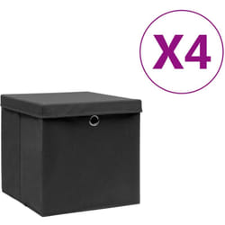 vidaXL Boîtes de rangement avec couvercles 4 pcs 28x28x28 cm Noir