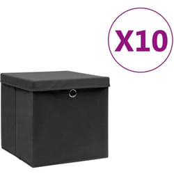 Vidaxl - Boîtes de rangement avec couvercles 10 pcs 28x28x28 cm Noir