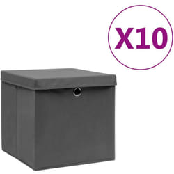 Vidaxl - Boîtes de rangement avec couvercles 10 pcs 28x28x28 cm Gris