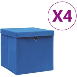 Vidaxl - Boîtes de rangement avec couvercles 4 pcs 28x28x28 cm Bleu