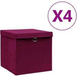 Boîtes de rangement avec couvercles 4pcs 28x28x28cm Rouge foncé Vidaxl