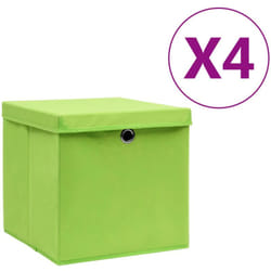 Boîtes de rangement avec couvercles 4 pcs 28x28x28 cm Vert